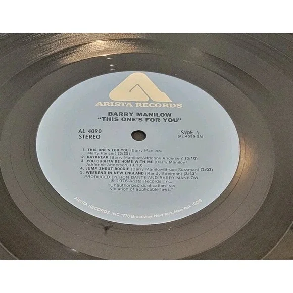 Barry Manilow - This One's For You Vinyl Record Album LP 1976 Arista Records - Picture 6 of 8